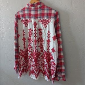 Johnny Was plaid shirt with silk embroidered back❤️